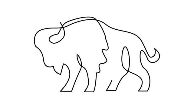 Bison line continuous single line simple illustration art