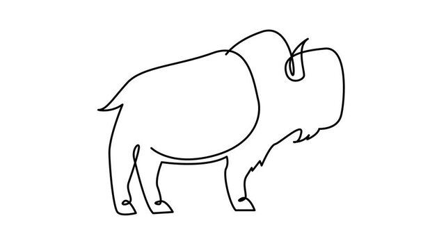 Bison line continuous single line simple illustration art