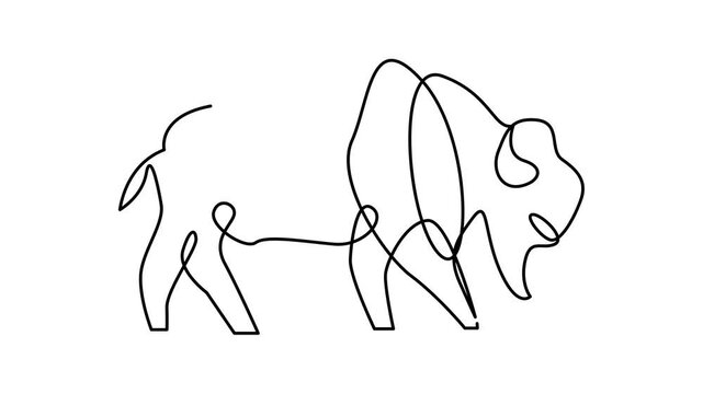Bison line continuous single line simple illustration art