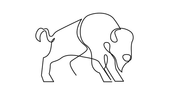 Bison line continuous single line simple illustration art