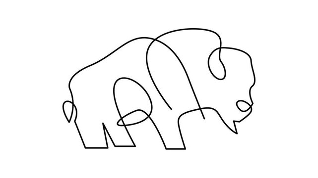 Bison line continuous single line simple illustration art