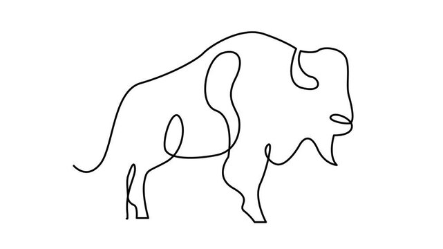 Bison line continuous single line simple illustration art