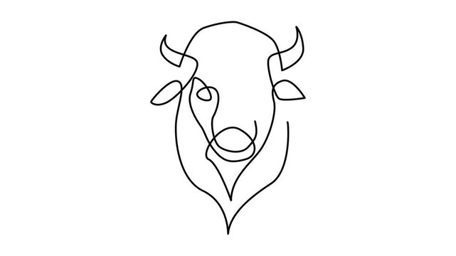 Bison line continuous single line simple illustration art