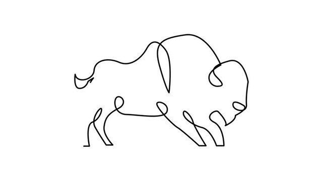 Bison line continuous single line simple illustration art