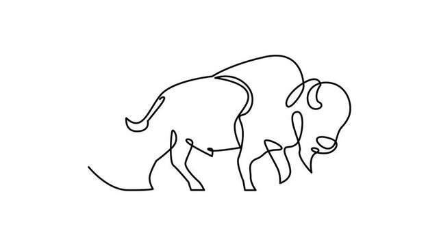 Bison line continuous single line simple illustration art