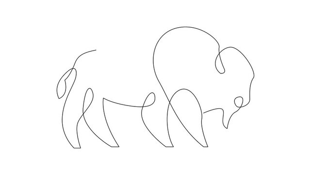 Bison line continuous single line simple illustration art