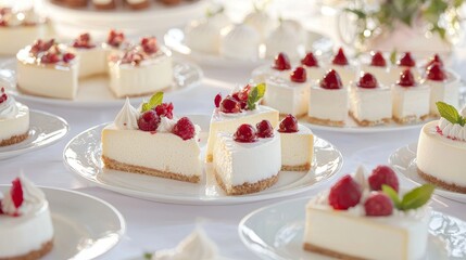 Delicious Cheesecakes with Fresh Berries and Cream