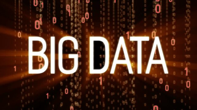Big data text on binary matrix background. Motion Background. Available in 4K video render footage.