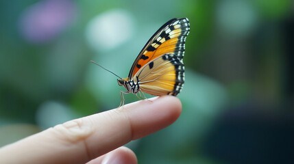 Obraz premium butterfly on hand