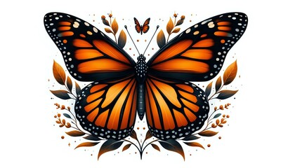 Vibrant Monarch Butterfly with Detailed Wing Patterns
