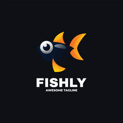 Vector Logo Illustration Fishly Gradient Colorful Style