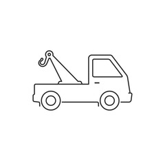 Towing truck line icon, vector isolated illustration