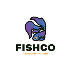 Vector Logo Illustration Fishco Mascot Cartoon Style
