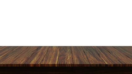 Empty wooden table top with transparent background, suitable for product display. PNG file