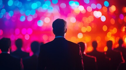 Holographic Business Leader Addressing Team