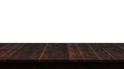 A dark wooden tabletop with a transparent background. Perfect for displaying products or presenting ideas. PNG file