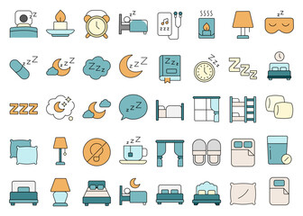 Sleep and rest icon set.