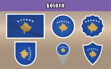 Dynamic vector of the National Flag of Kosovo, showcasing a bold blue field with six white stars above a golden map. Perfect for cultural, patriotic, and educational projects!