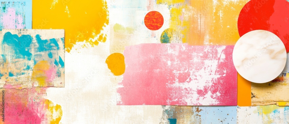 Poster Abstract Festive Wellness Patterns with Vibrant Textures and Technological Elements