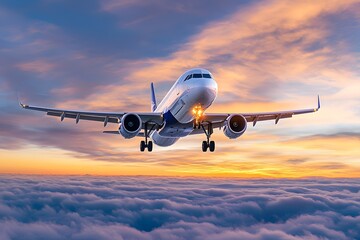 Obraz premium Airplane above clouds