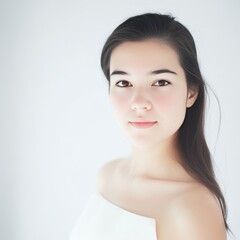 Young Woman Portrait on Plain Background