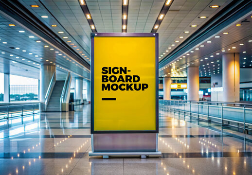 Airport Signboard Mockup Template