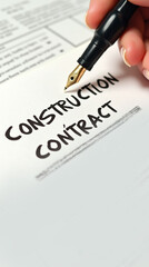 Obraz premium Signing construction contract with a fountain pen on document