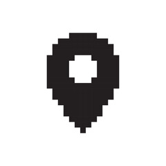 Obraz premium Location pin pixel art, vector illustration on isolated background.