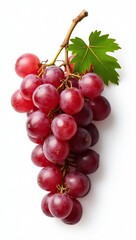 Fototapeta premium Top view of fresh red grapes on a white background