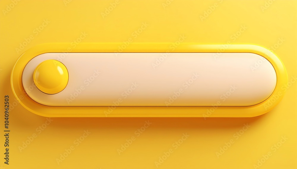 Poster a bright yellow toggle switch on a matching background, featuring a smooth button and an elongated s