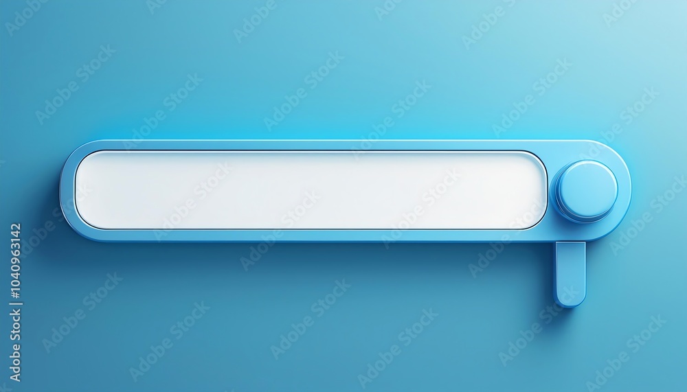 Poster a sleek, modern blue user interface element with a blank space for text and a circular knob for inte