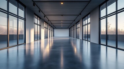 Sleek, modern photo studio with high-end lighting setups, softbox lights, and reflectors, featuring minimalist design and polished concrete floors