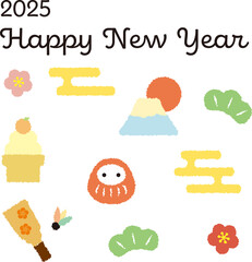 かわいい2025年の年賀状02_正方形