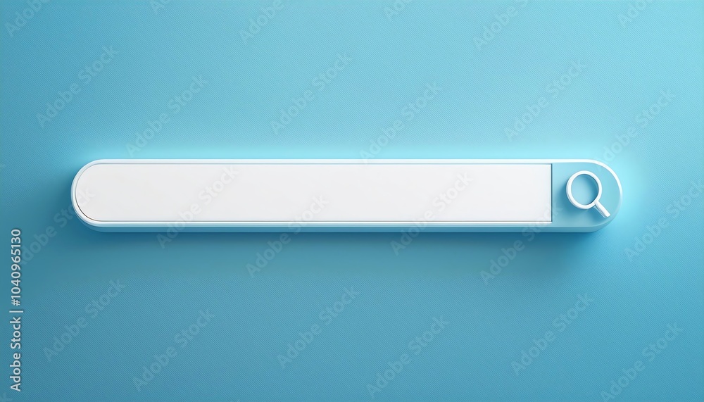 Poster a minimalist search bar on a blue background, designed for user input and navigation.