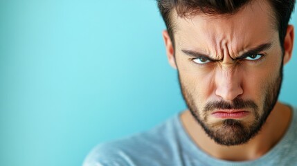 Fototapeta premium Close-up Portrait of a Man with an Angry Expression