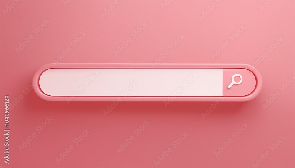 Poster a minimalist pink search bar on a matching pink background, emphasizing simplicity and functionality