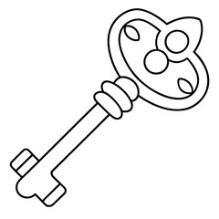Keys outline for a coloring page. Line art of keys vector illustration 