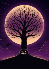 halloween background with tree