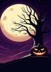 halloween background with pumpkin and bats