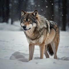 gray wolf in snow