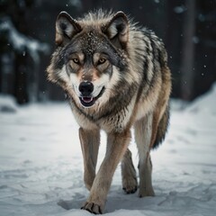 gray wolf in snow