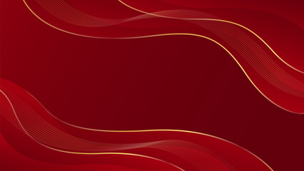 Abstract red luxury background with gold lines. Elegant wave modern wallpaper. Template banner background for sales, ads, events, awards, web, pages, and others