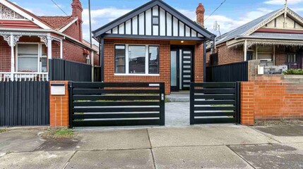 Modern Brick House with Stylish Front Gate