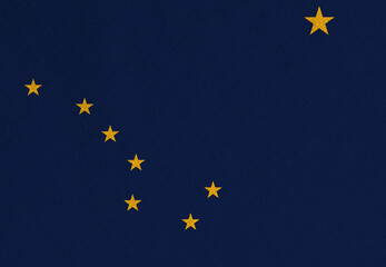 Flag of Alaska, High Quality fabric and Grunge Image of Alaska USA. USA states Alaska Fabric flag.