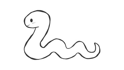 年賀状につかえるへびのモノクロイラスト