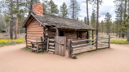 Rustic Cabin in a Scenic Forest Landscape