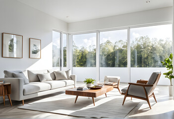 Fototapeta premium modern living room with fireplace, modern living room with sofa