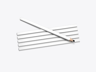 White Blank Carpenter's Pencil Mockup 3D Rendering