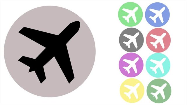 Editable vector airplane mode  icon with circle..