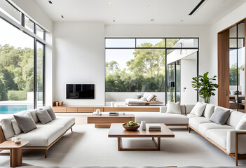 Fototapeta premium modern living room with fireplace, modern living room with sofa